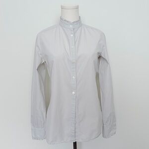 J.Crew Button Down Shirt Size 4 Cotton Ruffle Collar Long Sleeve Classic